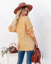 Addyson Button Down Knit Shacket - Yellow